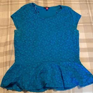 Lace blue peplum